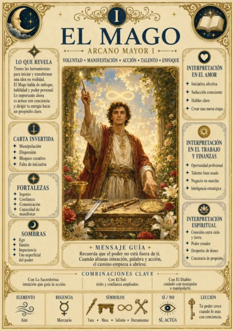 Ficha visual de una carta del Tarot