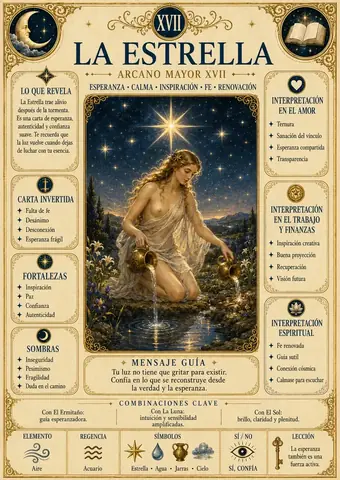 Ficha ilustrada de una carta del Tarot